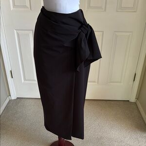 Donna Karan Black Midi Skirt with Bow Detail